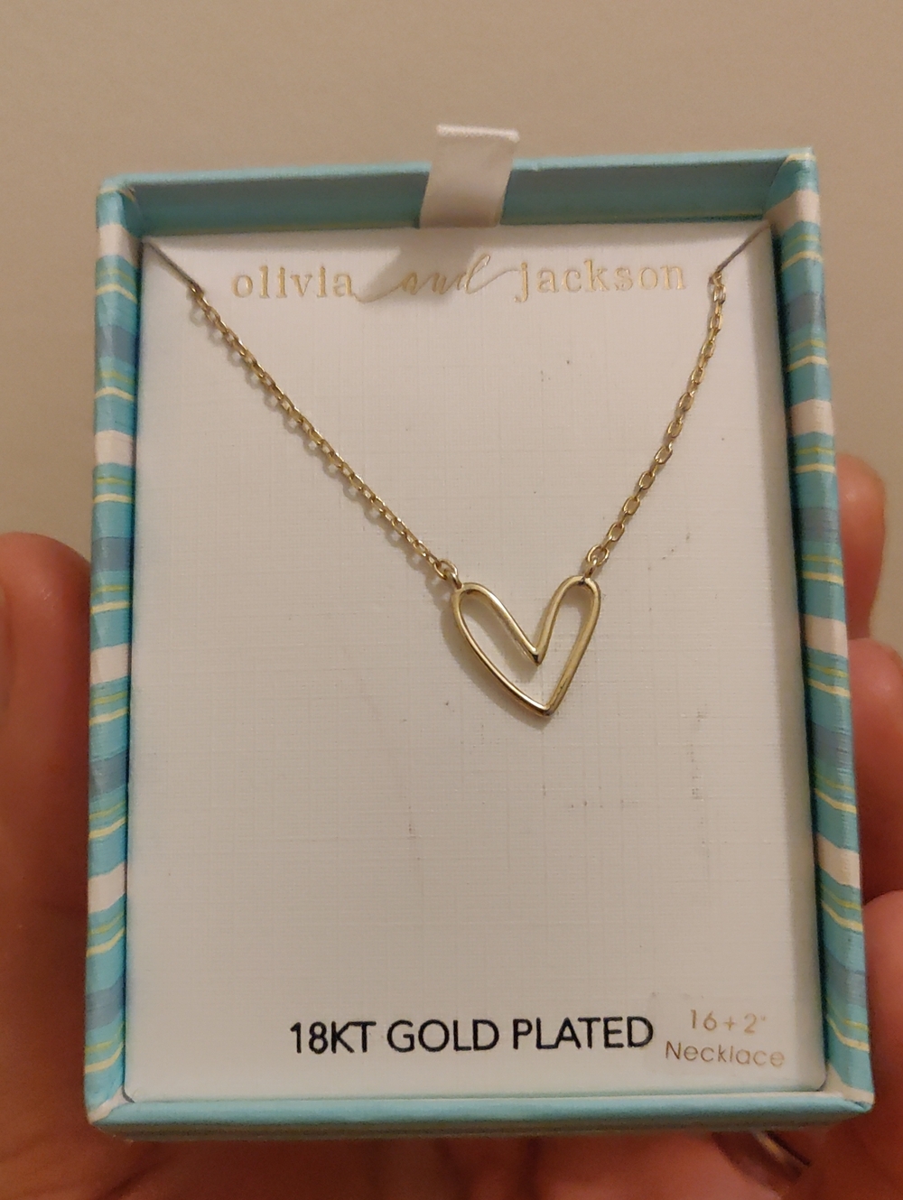 New!Olivia & JACKSON 18KT Gold Plated Y2K Sterling Silver HEART PENDANT Necklace